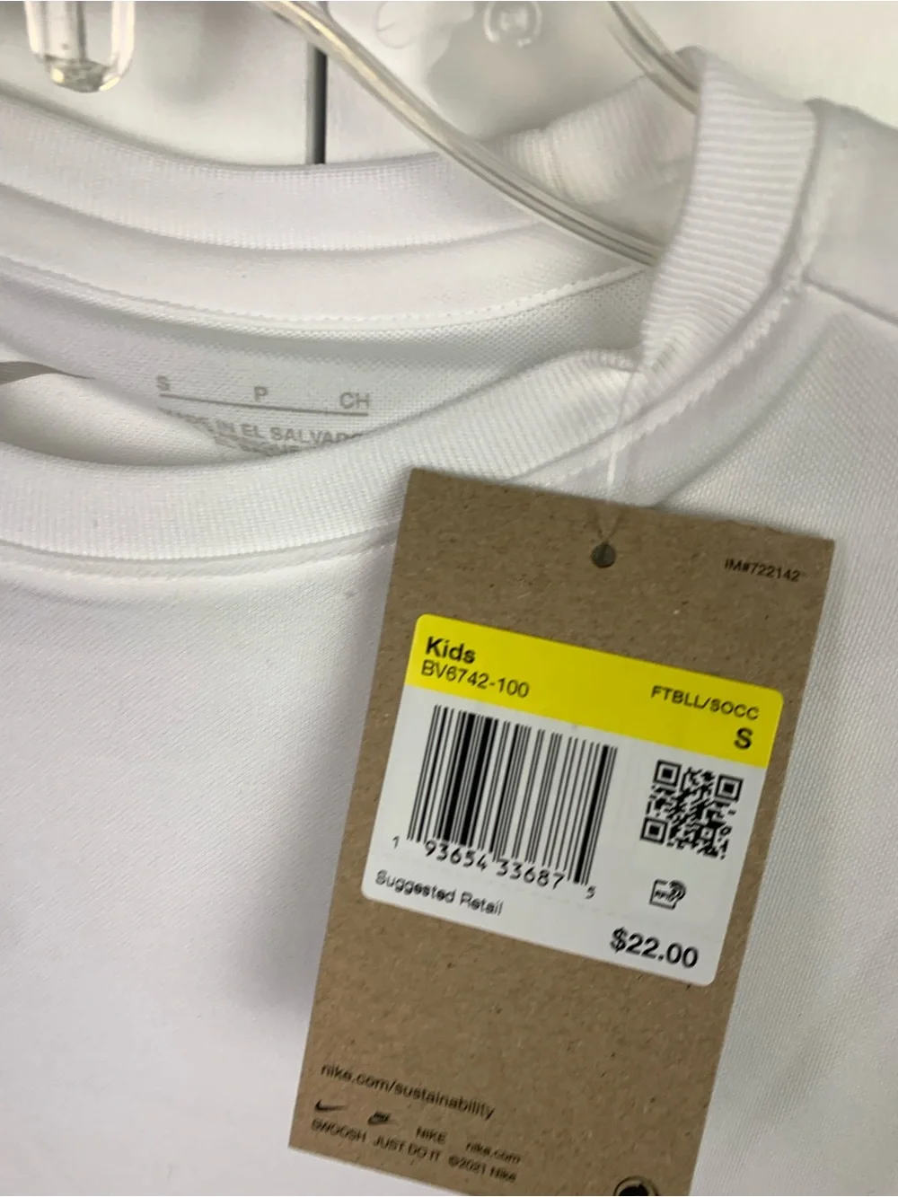 NWT Nike Youth SMALL Dri-FIT Park VII short-sleeve Tee White